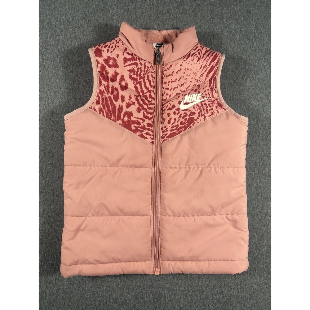 Nike Kids Girl's Pink Animal Print Puffer Vest Size 5 (4-5 Years)